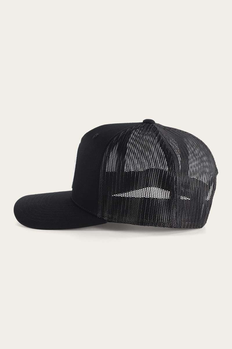 Signature Bull Trucker Black with Black & White Patch