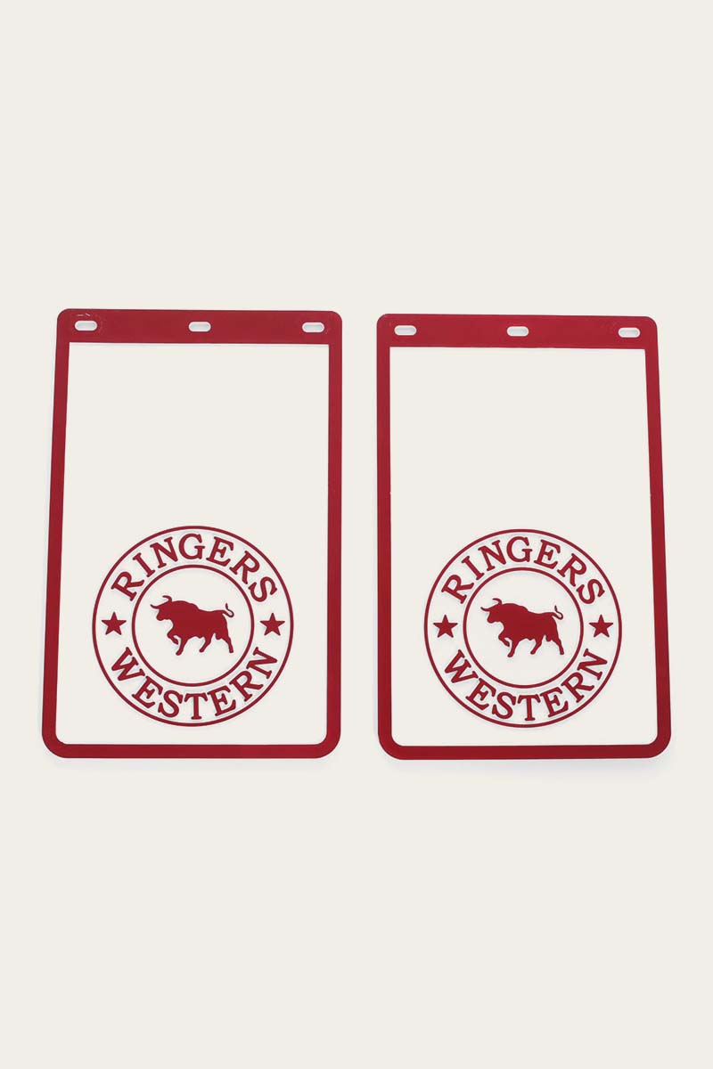 RW 4WD Mud Flaps - White / Burgundy