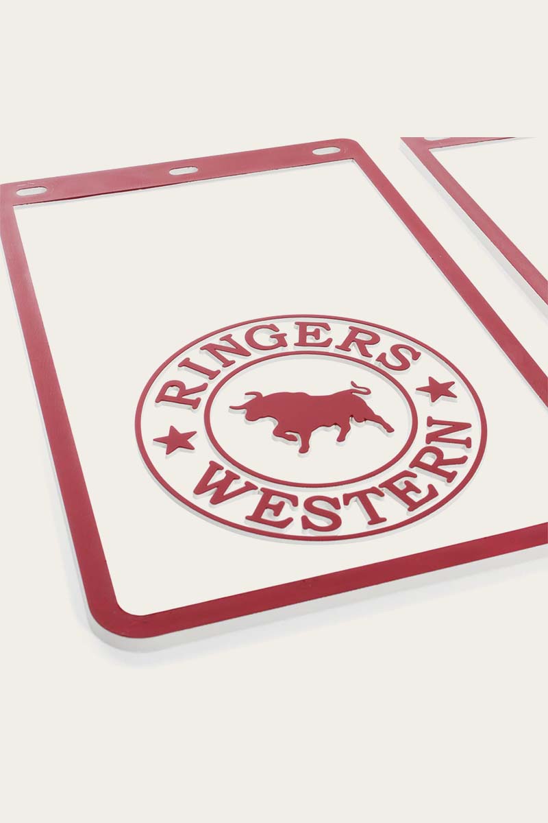 RW 4WD Mud Flaps - White / Burgundy