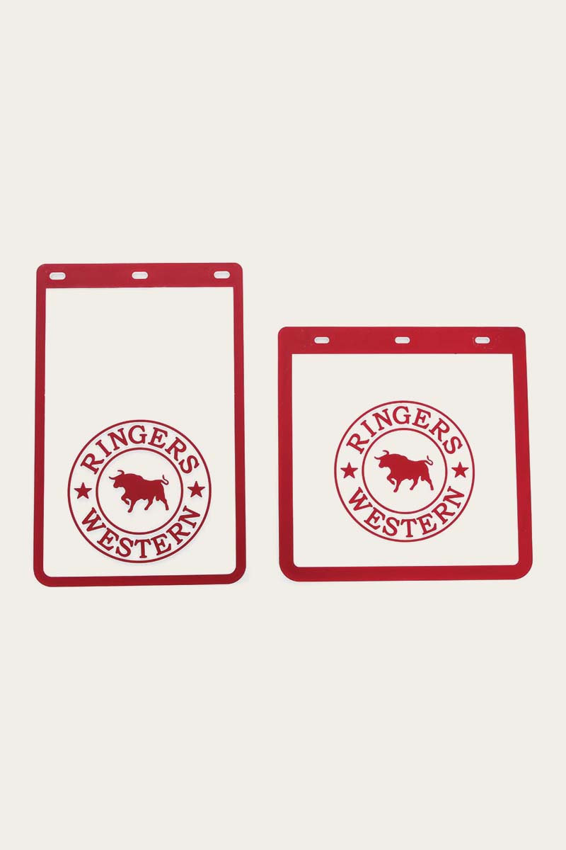RW 4WD Mud Flaps - White / Burgundy