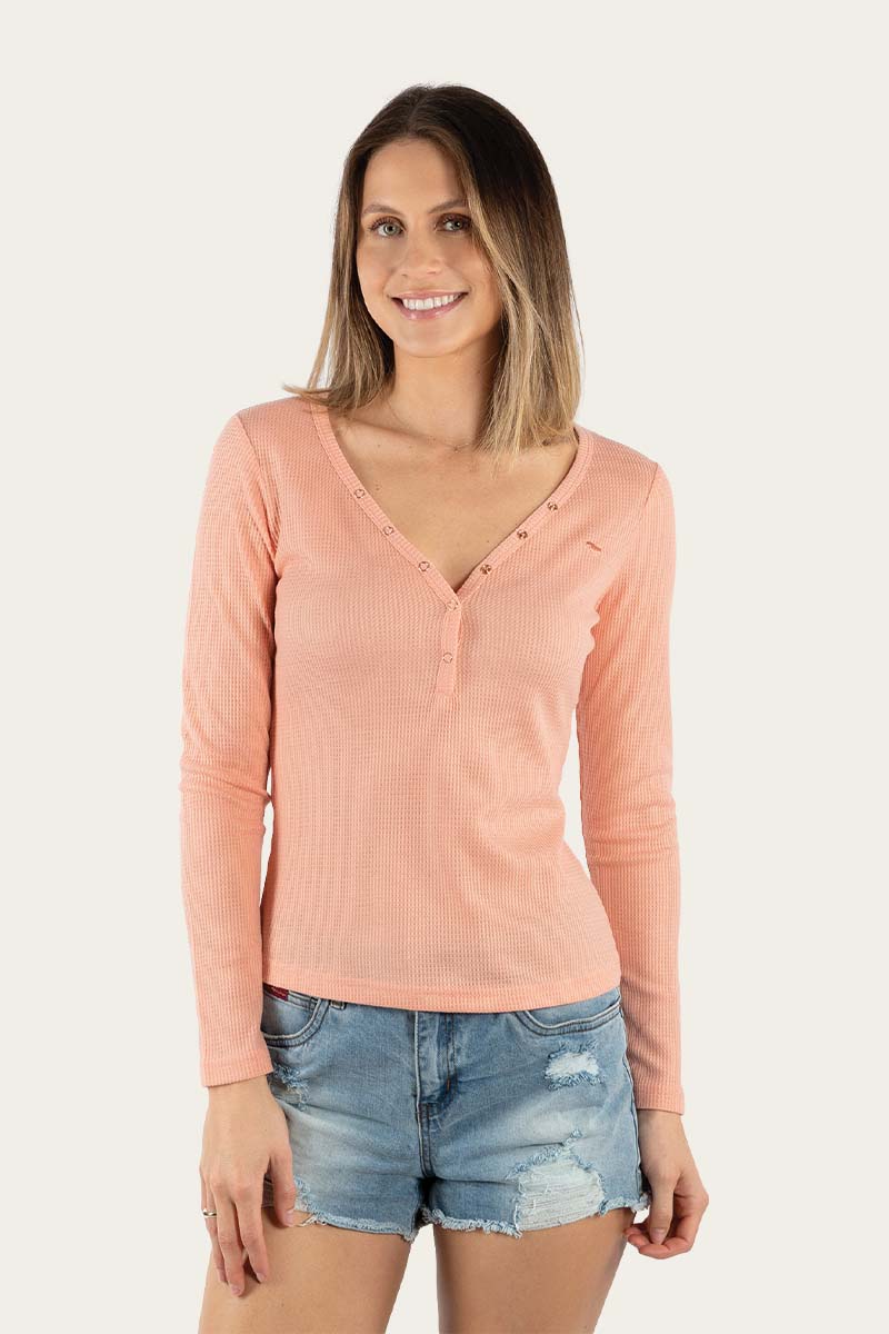 Fraser Womens Fitted Long Sleeve Top Dusty Pink