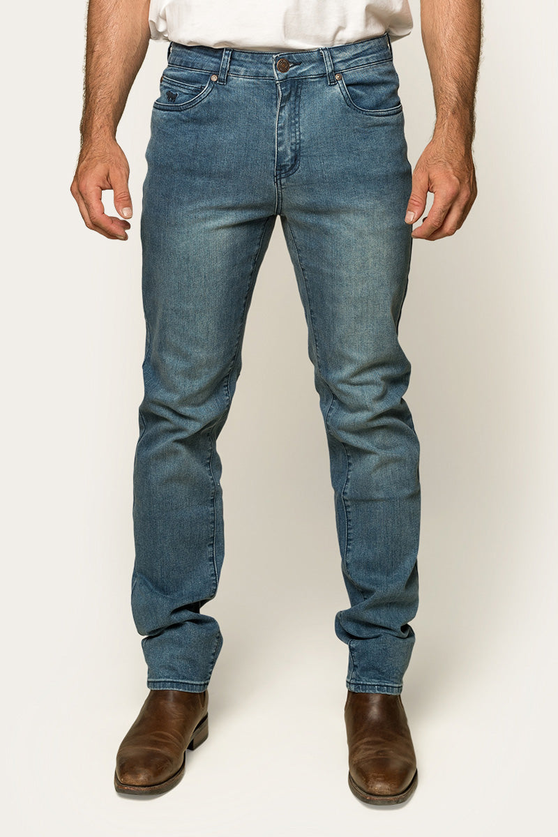 Burke Mens Tapered Slim Leg Jeans Light Blue – Ringers Western