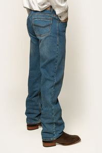 Station Hill Mens Relaxed Fit Jean - Mid Wash Blue