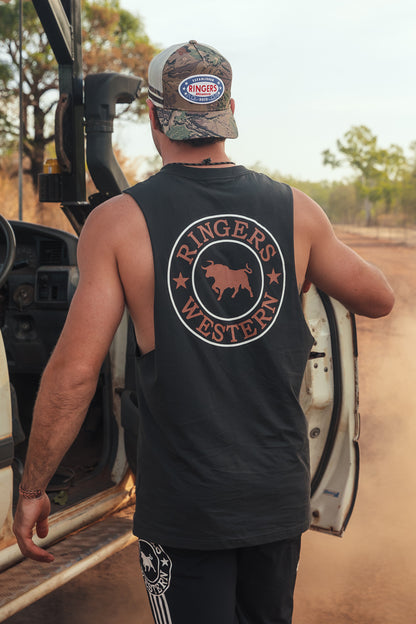 Signature Bull Mens Muscle Tank - Charcoal / Copper