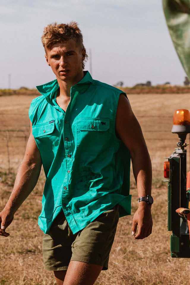 Rob Roy Mens Sleeveless Full Button Work Shirt