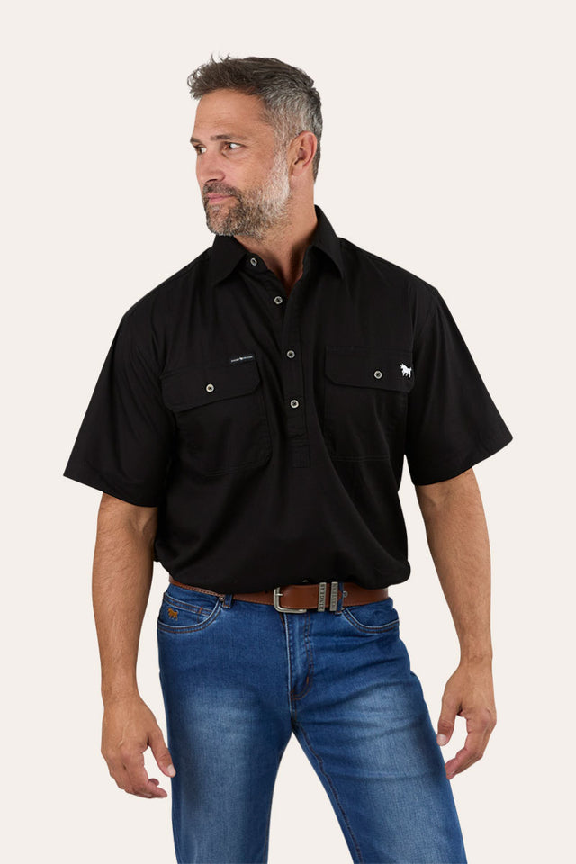 Pack Saddle Mens Short Sleeve Half Button Work Shirt