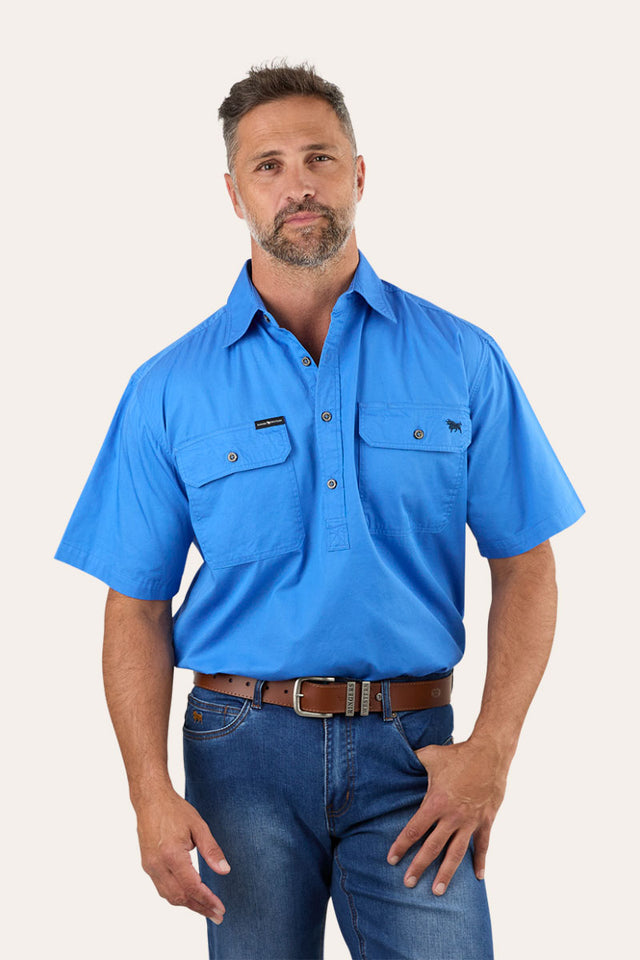Pack Saddle Mens Short Sleeve Half Button Work Shirt