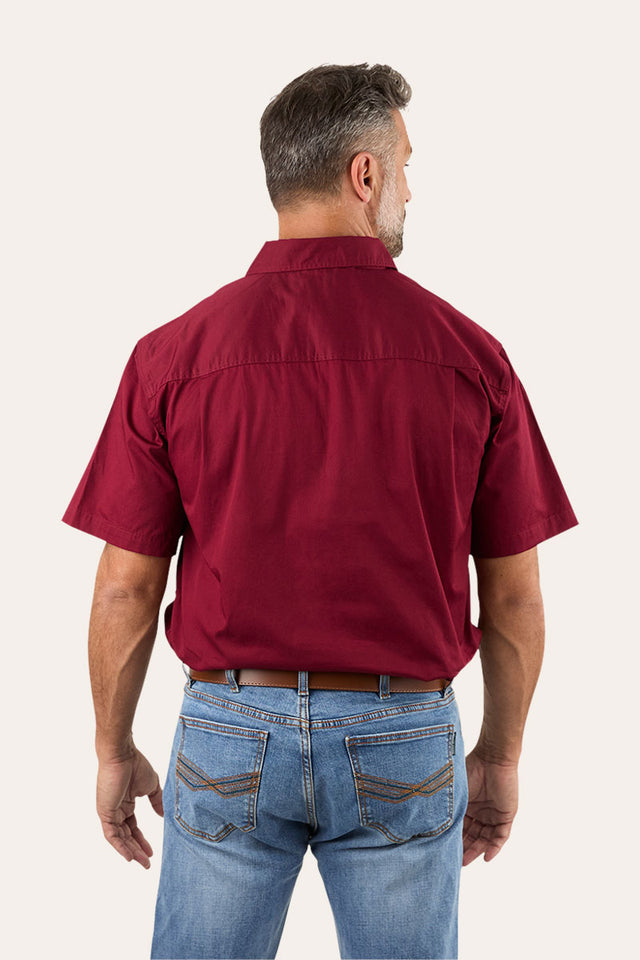 Pack Saddle Mens Short Sleeve Half Button Work Shirt