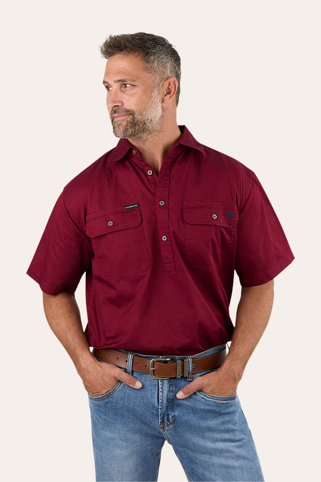Pack Saddle Mens Short Sleeve Half Button Work Shirt