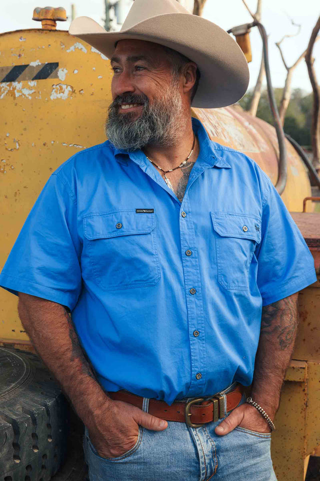 Lake Argyle Mens Short Sleeve Full Button Work Shirt