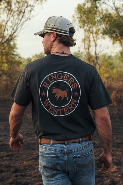 Signature Bull Mens Loose T-Shirt - Charcoal / Copper