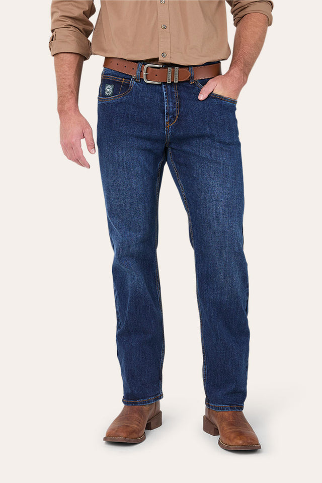 Muster Mens Slim Straight Fit Mid Rise Jeans