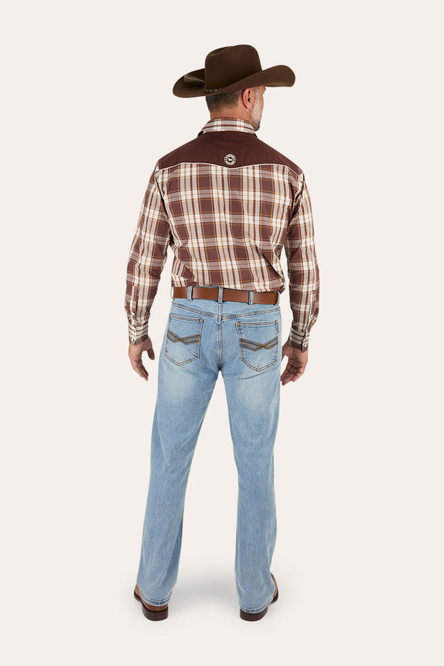 Muster Mens Slim Straight Fit Mid Rise Jeans