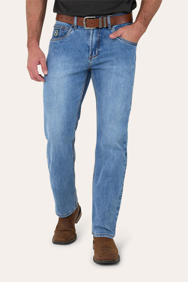 Muster Mens Slim Straight Fit Mid Rise Jeans
