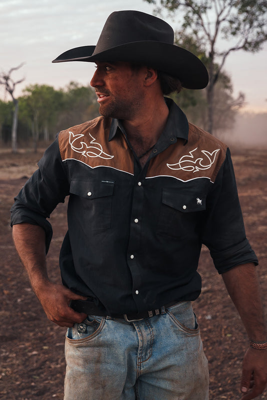Franklin Mens Western Shirt - Charcoal