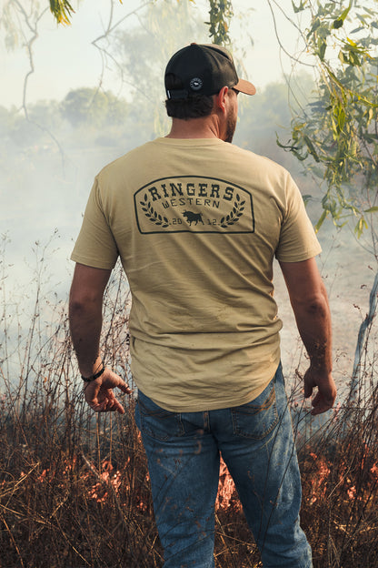 Wheatbelt Mens Stock Fit T-Shirt - Pale Olive / Military Green