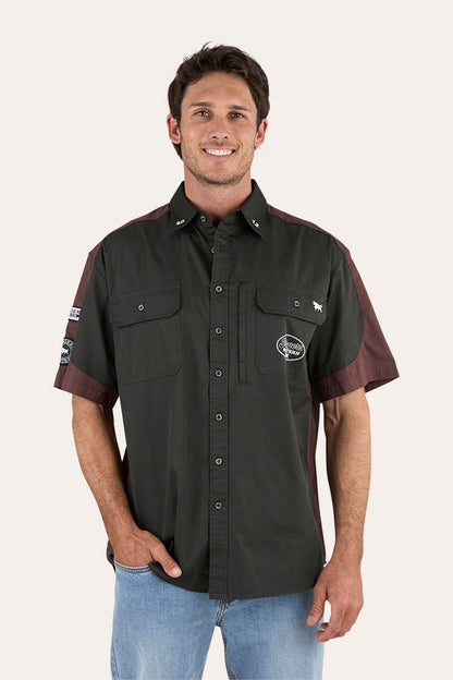 Back Roads Mens Short Sleeve Work Shirt - Charcoal