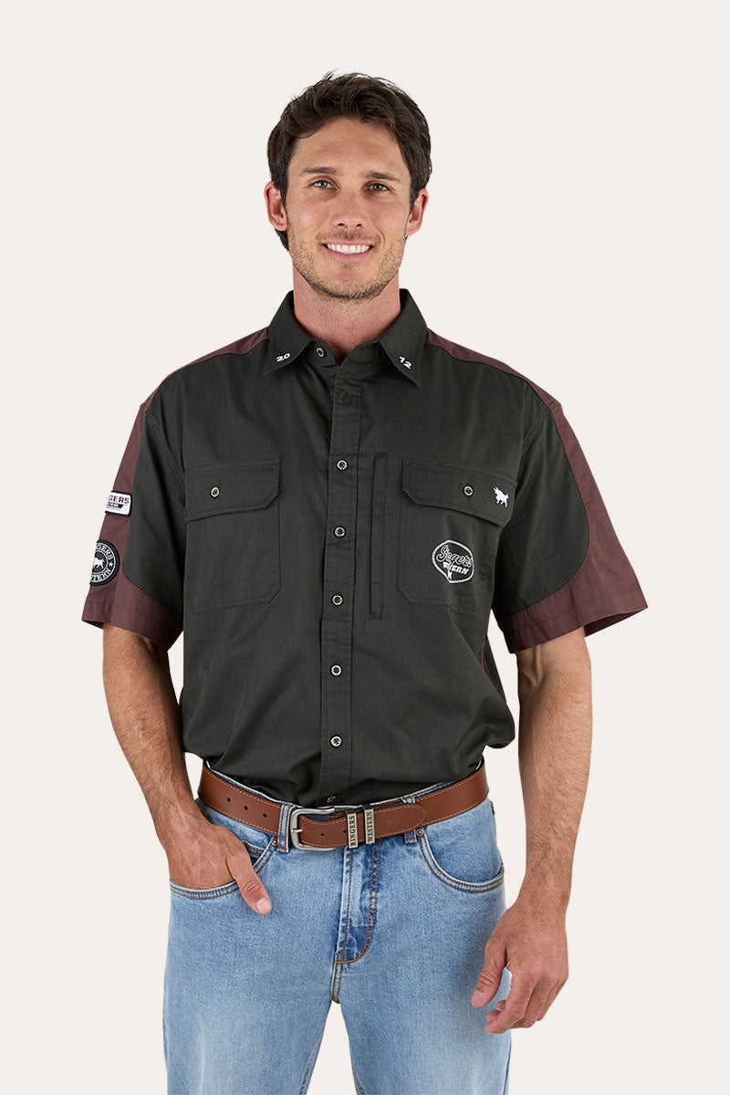 Back Roads Mens Short Sleeve Work Shirt - Charcoal