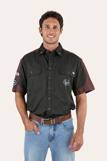 Back Roads Mens Short Sleeve Work Shirt - Charcoal