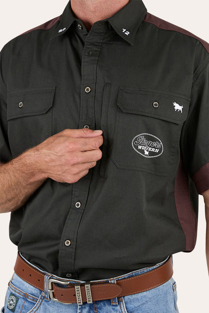 Back Roads Mens Short Sleeve Work Shirt - Charcoal