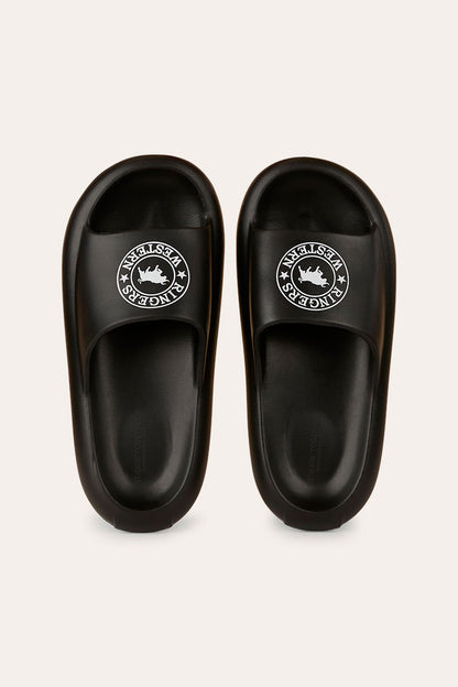 Freshy Sliders - Black with White Print