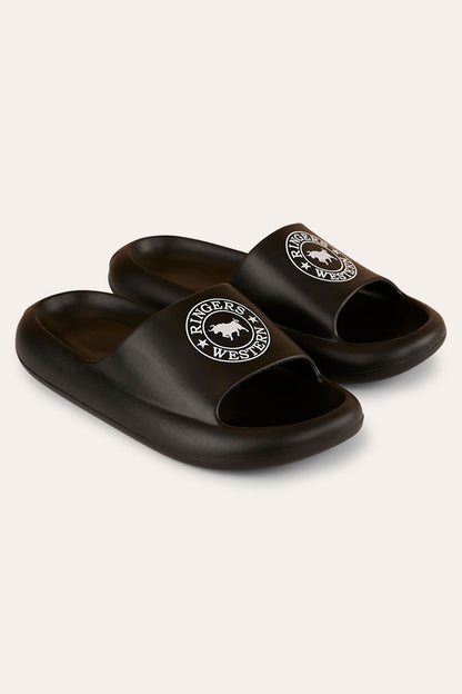 Freshy Sliders - Black with White Print