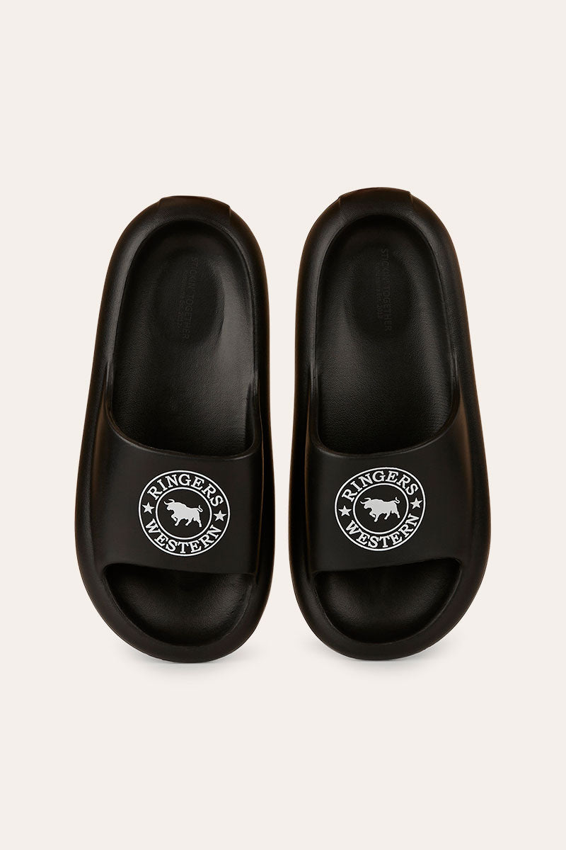 Freshy Sliders - Black with White Print