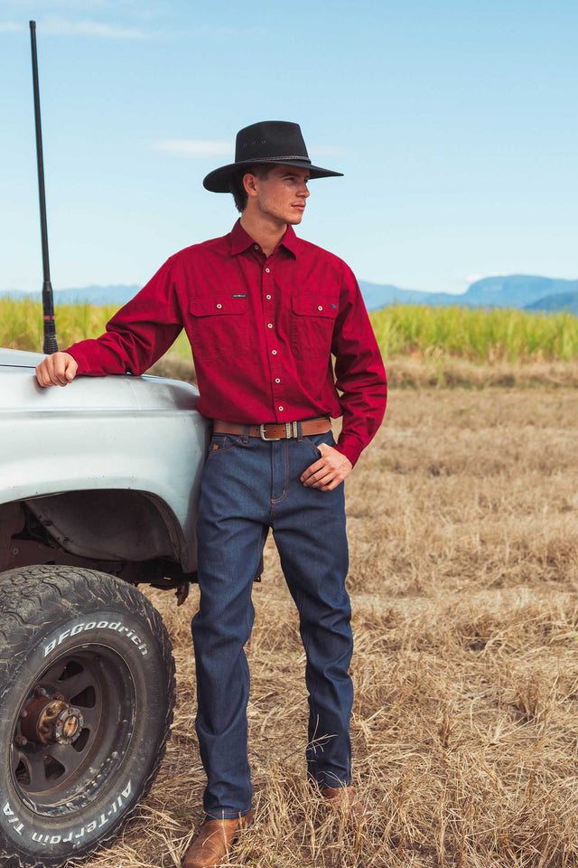 Throw Hands Mens Rigid Slim Cowboy Cut Jean