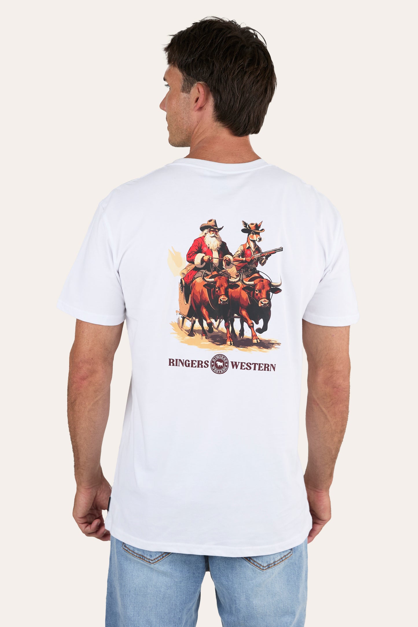 Ridin' Shotgun Mens Christmas Shirt - White