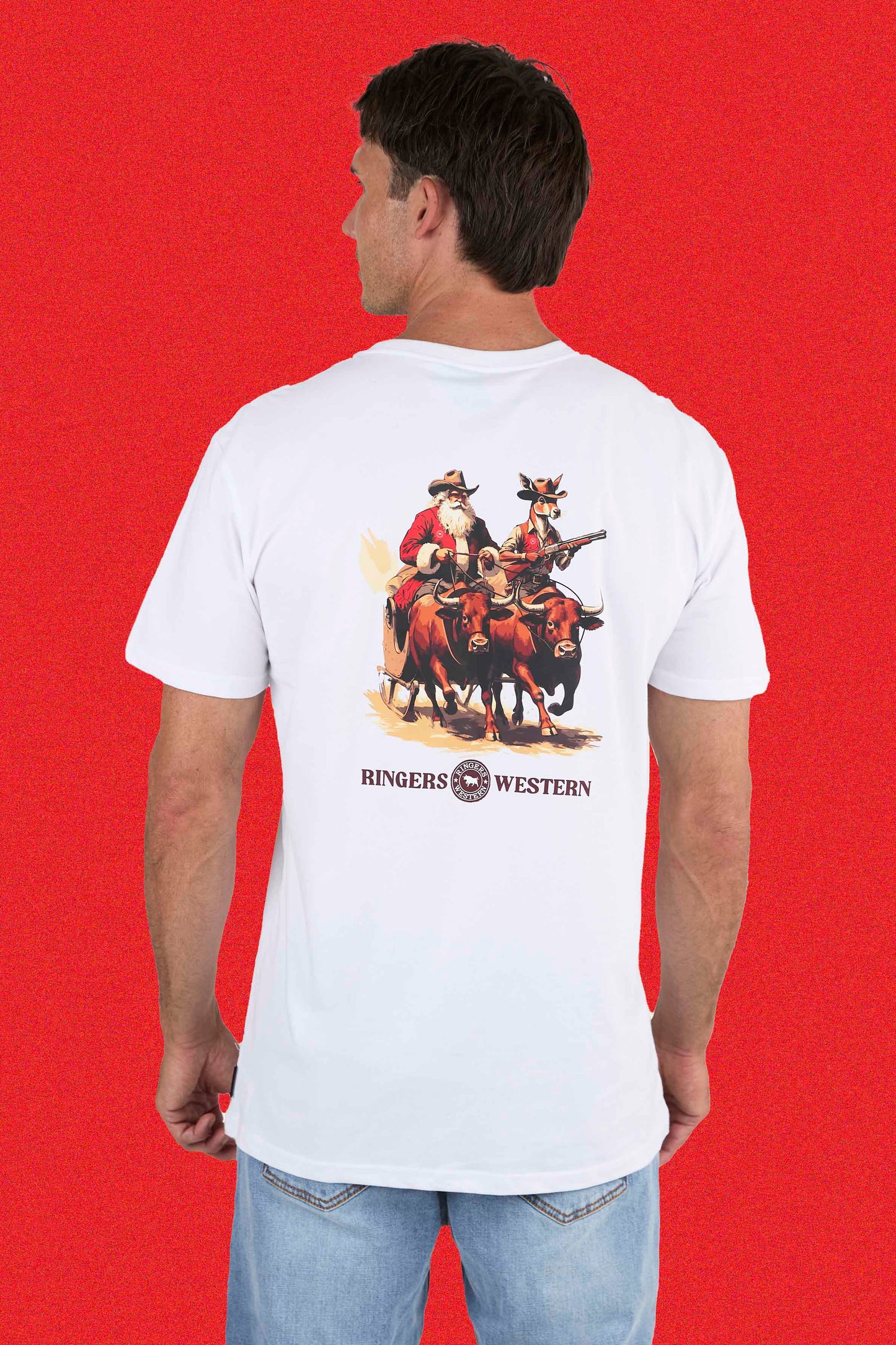 Ridin' Shotgun Mens Christmas Shirt - White