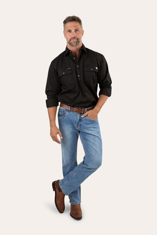 King River Mens Half Button Work Shirt