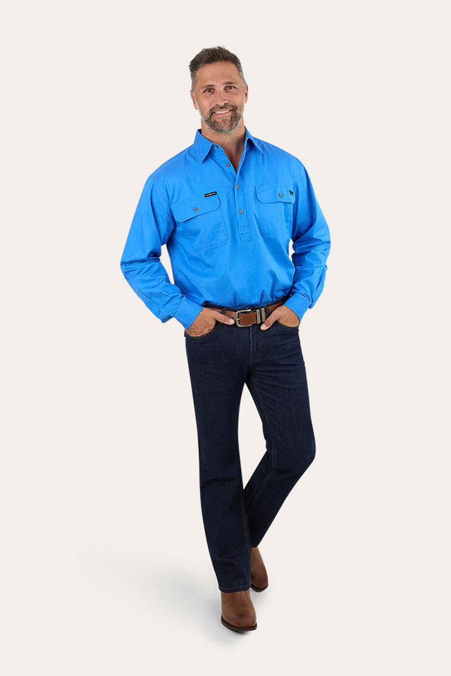King River Mens Half Button Work Shirt