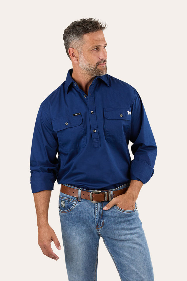 King River Mens Half Button Work Shirt