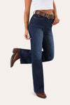 Indi Womens High-Rise Bootleg Jeans - Dark Blue