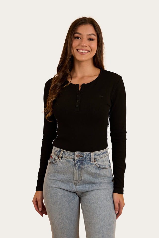 Laila Womens Long Sleeve Rib Top