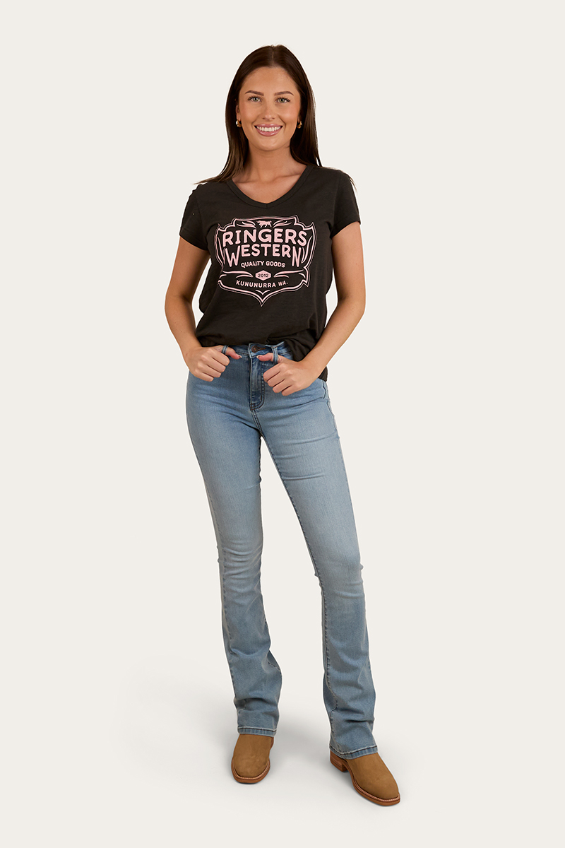 Quality Goods Womens V Neck T-Shirt - Charcoal