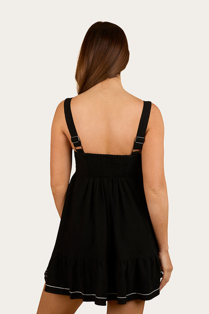 Westley Womens Embroidered Mini Dress - Black