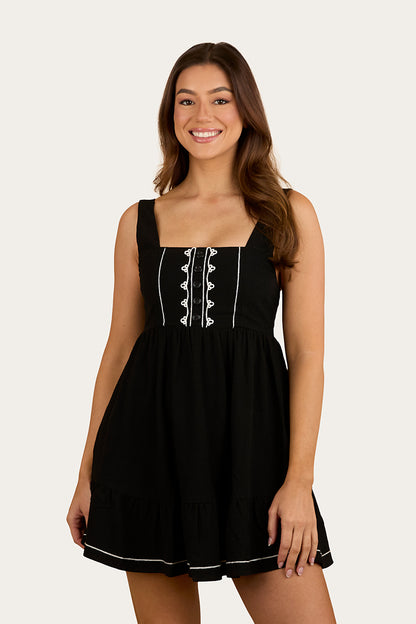 Westley Womens Embroidered Mini Dress - Black