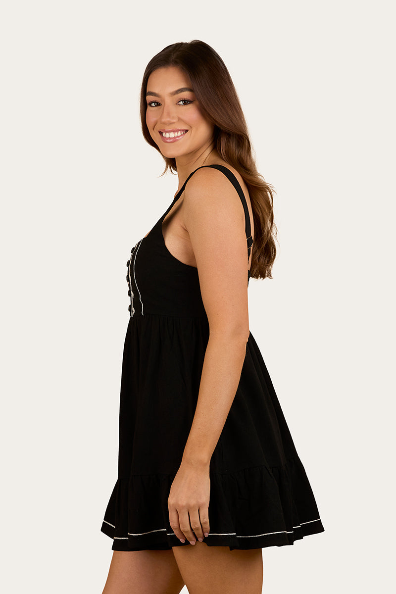 Westley Womens Embroidered Mini Dress - Black