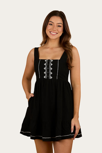 Westley Womens Embroidered Mini Dress - Black