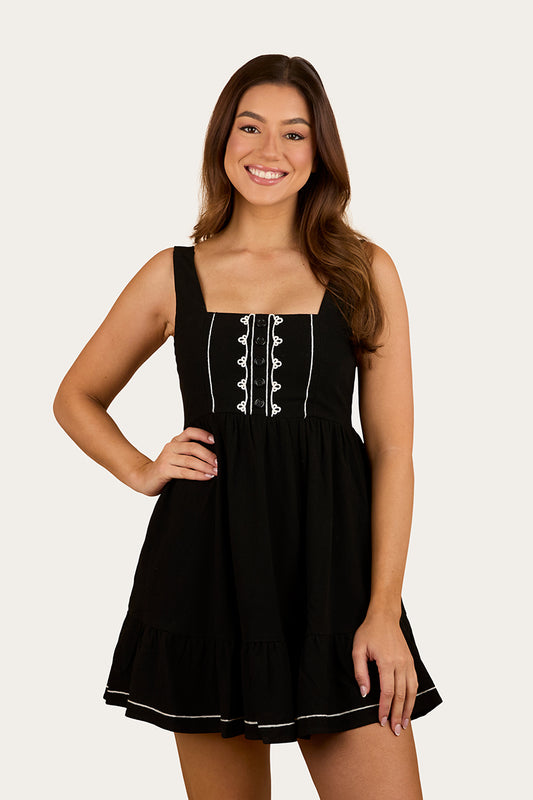 Westley Womens Embroidered Mini Dress - Black
