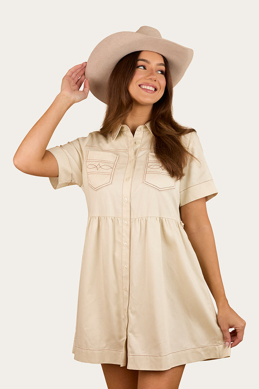 Eloise Womens Shirt Dress - Off White