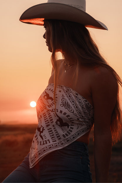 Lets Horse Around Scarf Top - Off White