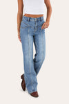 Edith Womens High Rise Bootleg Jean - Light Wash Blue