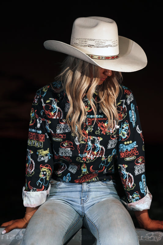 The Dyno Womens Limited Edition Half Button Work Shirt - Black / Multi