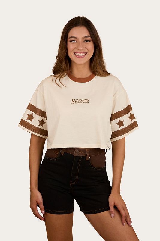Anywhere Anytime Womens Cropped Oversized T-Shirt - Off White