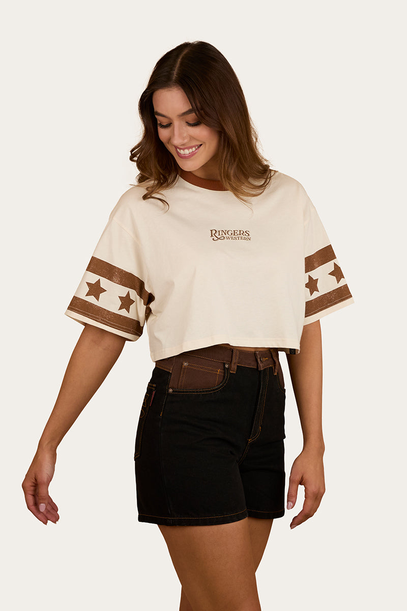Anywhere Anytime Womens Cropped Oversized T-Shirt - Off White