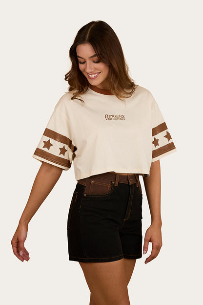 Anywhere Anytime Womens Cropped Oversized T-Shirt - Off White