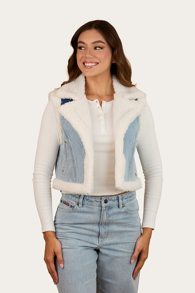 Amaya Womens Denim Sherpa Vest