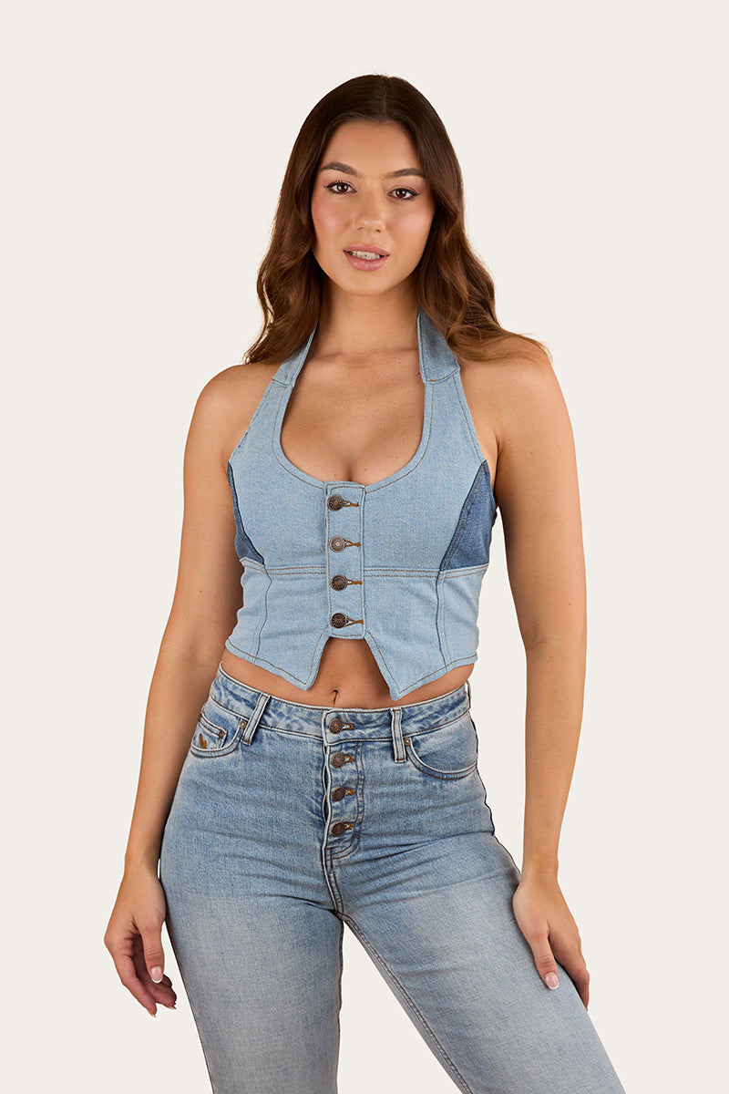 Alinta Womens Denim Bustier - Denim Blue